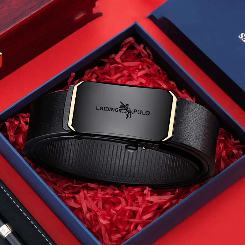 Cintura interna senza denti da uomo Cintura da lavoro Cintura per pantaloni alla moda versatile con fibbia automatica autentica