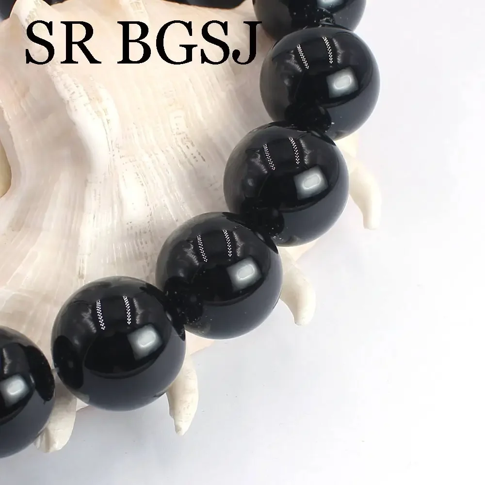 20mm Ball Round Natural Big Black Agat Onyx Loose Gems Stone DIY Beads 15\