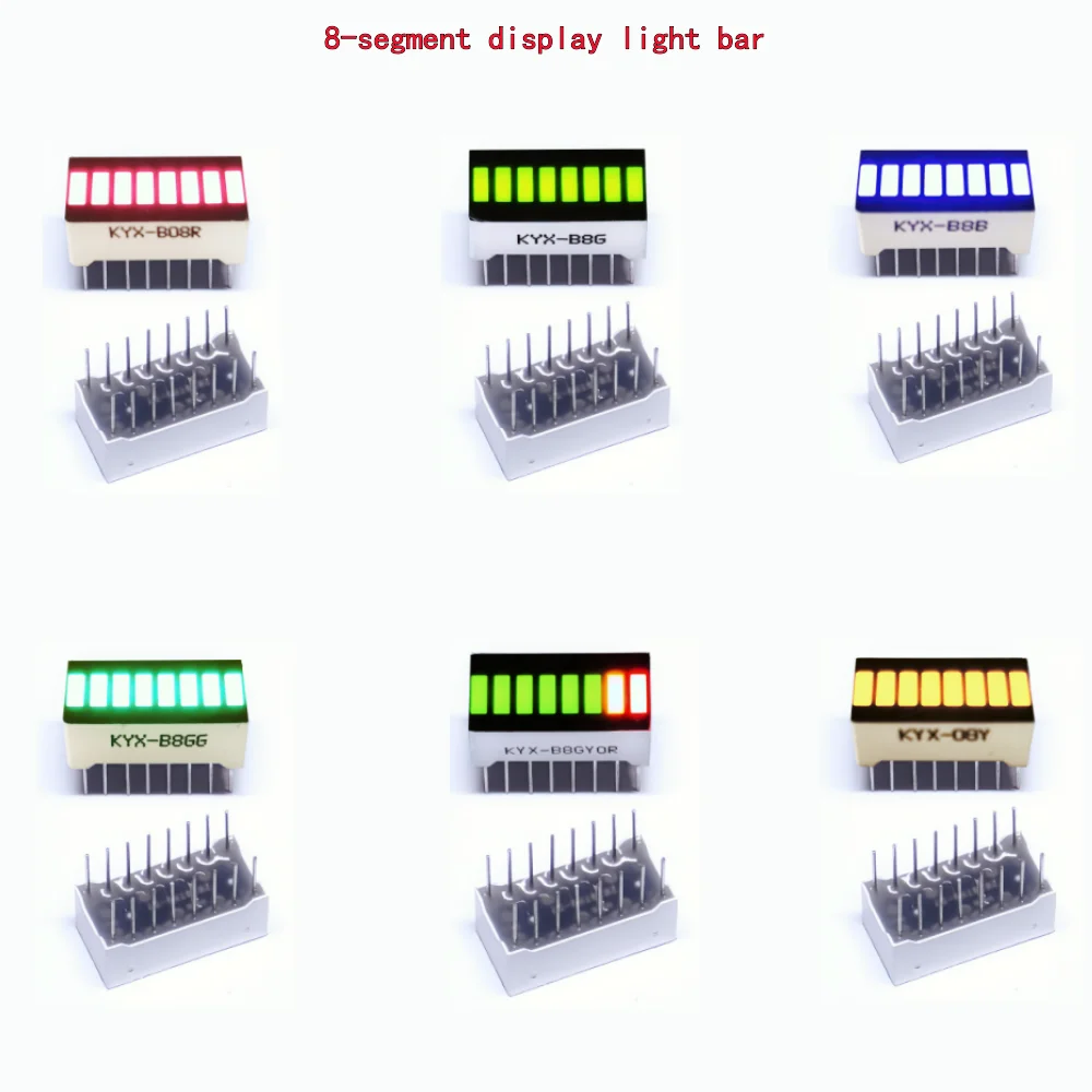 10PCS Ultra Bright LED Display Blue/Green/Red/Orange/Yellow 8 Segment Bar Graph Chart for Mobile Charging Bar-Graph Module DIY