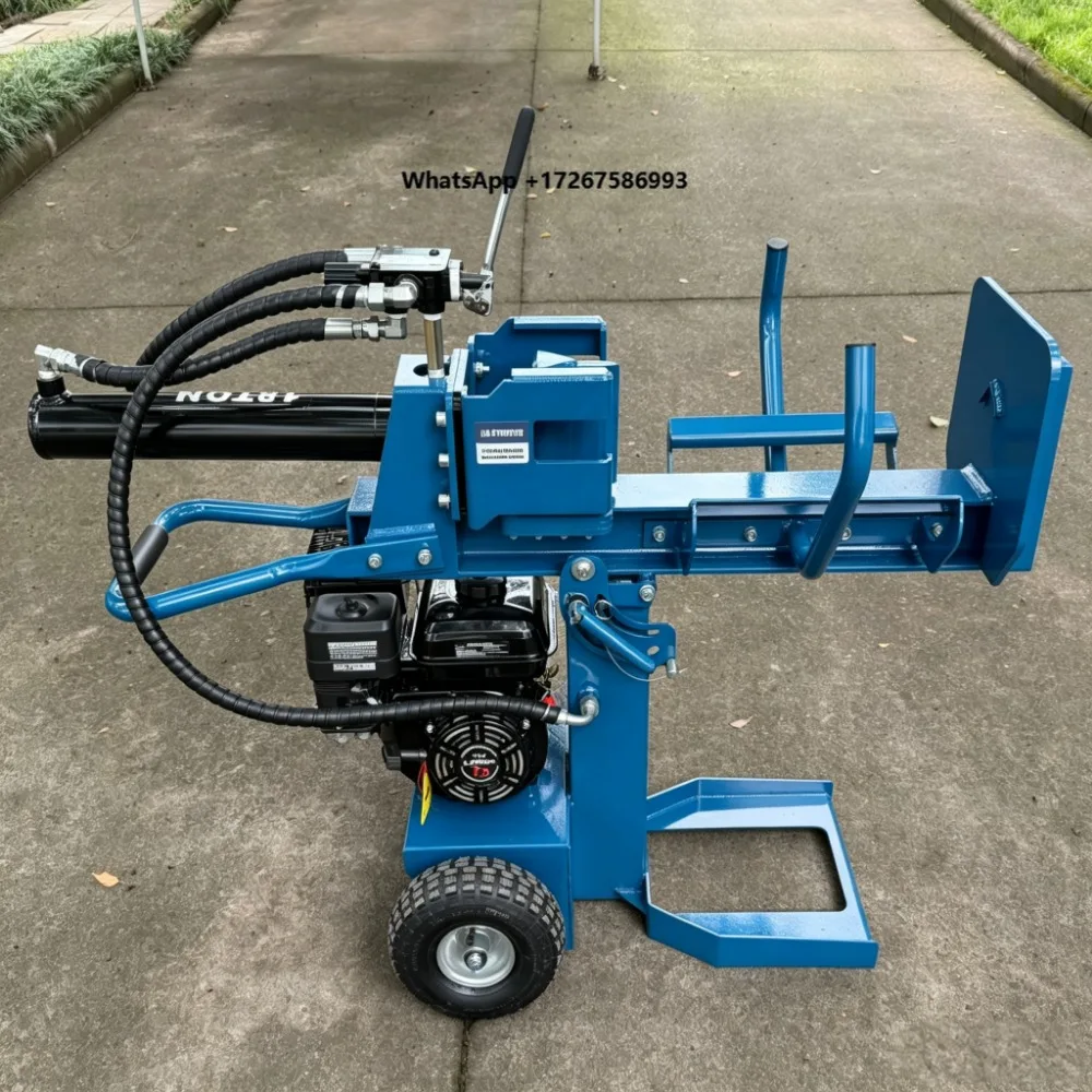 BISON New 7HP Operated Log Splitter Portable Electric Firewood Cutter 15Ton 350mm Cutting Diameter Chips Zhejiang