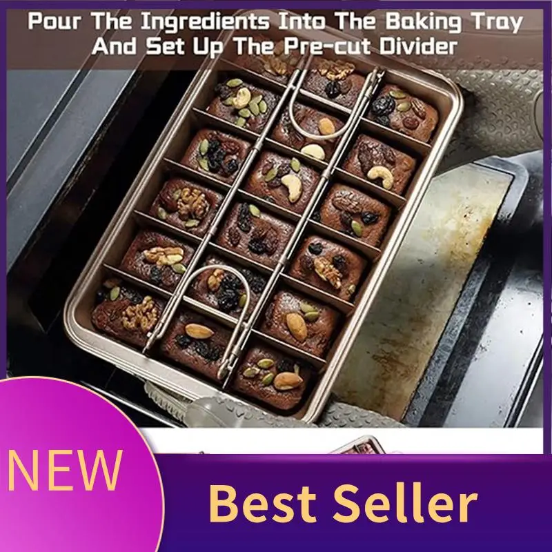 ABLU-Brownie-Pan With Dividers,Nonstick Baking Loaf Pan Baking Pan Baking Pan,18 Pre-Cut Square-Molds For Cake