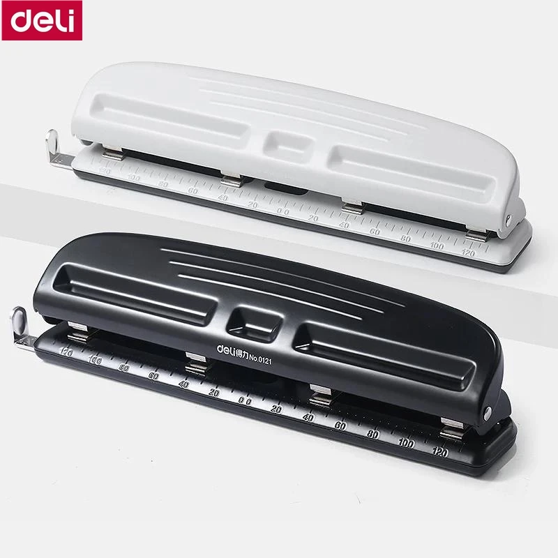 deli-0121-multipurpose-4-hole-paper-punch-machine-adjustable-6mm-hole-spacing-10-sheet-capacity-black-white-for-office-school