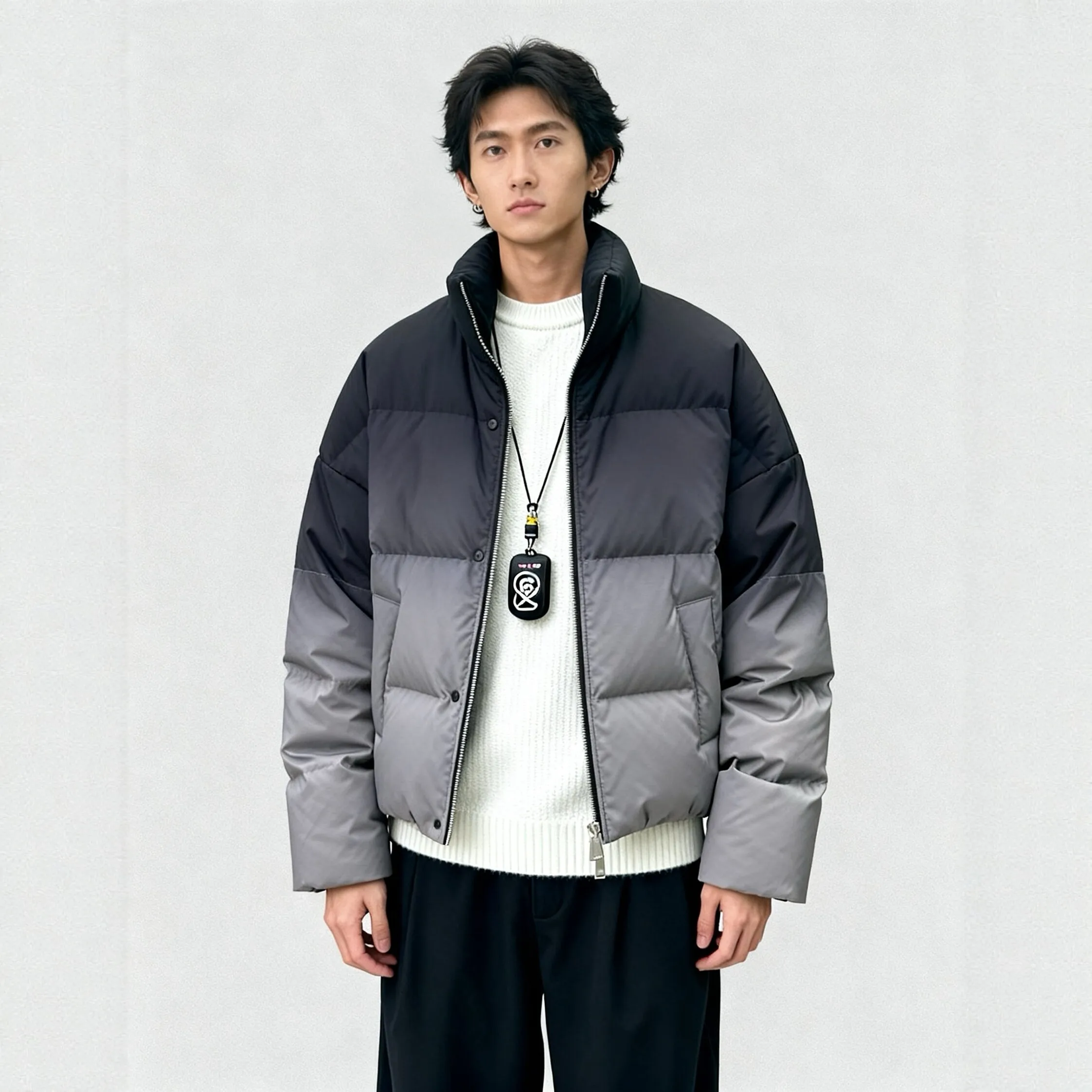 

High-End adient 90 down Loose Fit Bread Sle Jaet Men's Winter New Thi Warm Outerwear Casual Urban Lifesle