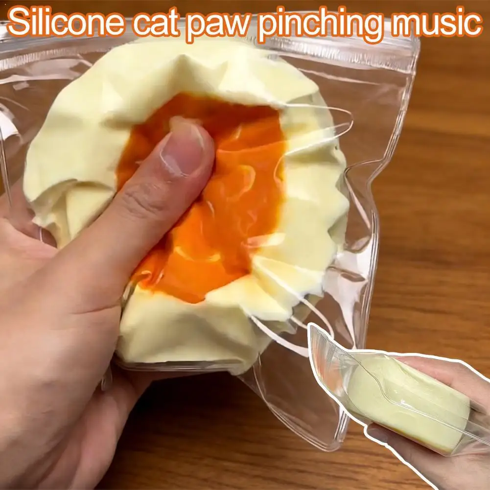 Mini Cute Silicone Cat Paw Squeezing Toy Soft Sticky Decompressing Stress Relief Slow Rebound Jelly Pinch Toy Desktop Decor