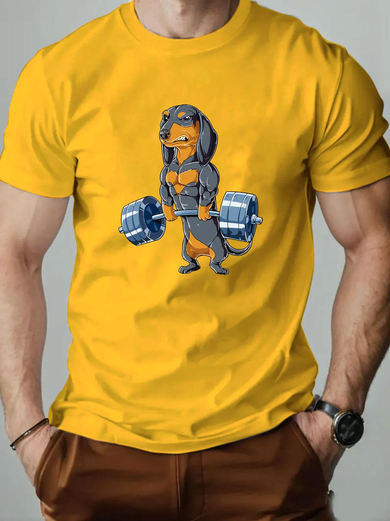 Summer Men's Gym T-Shirt Funny 3D Print Puppy Fitness Graphic Short Sleeve Fashion Daily Sports Wear Round Neck Loose Daily Tops