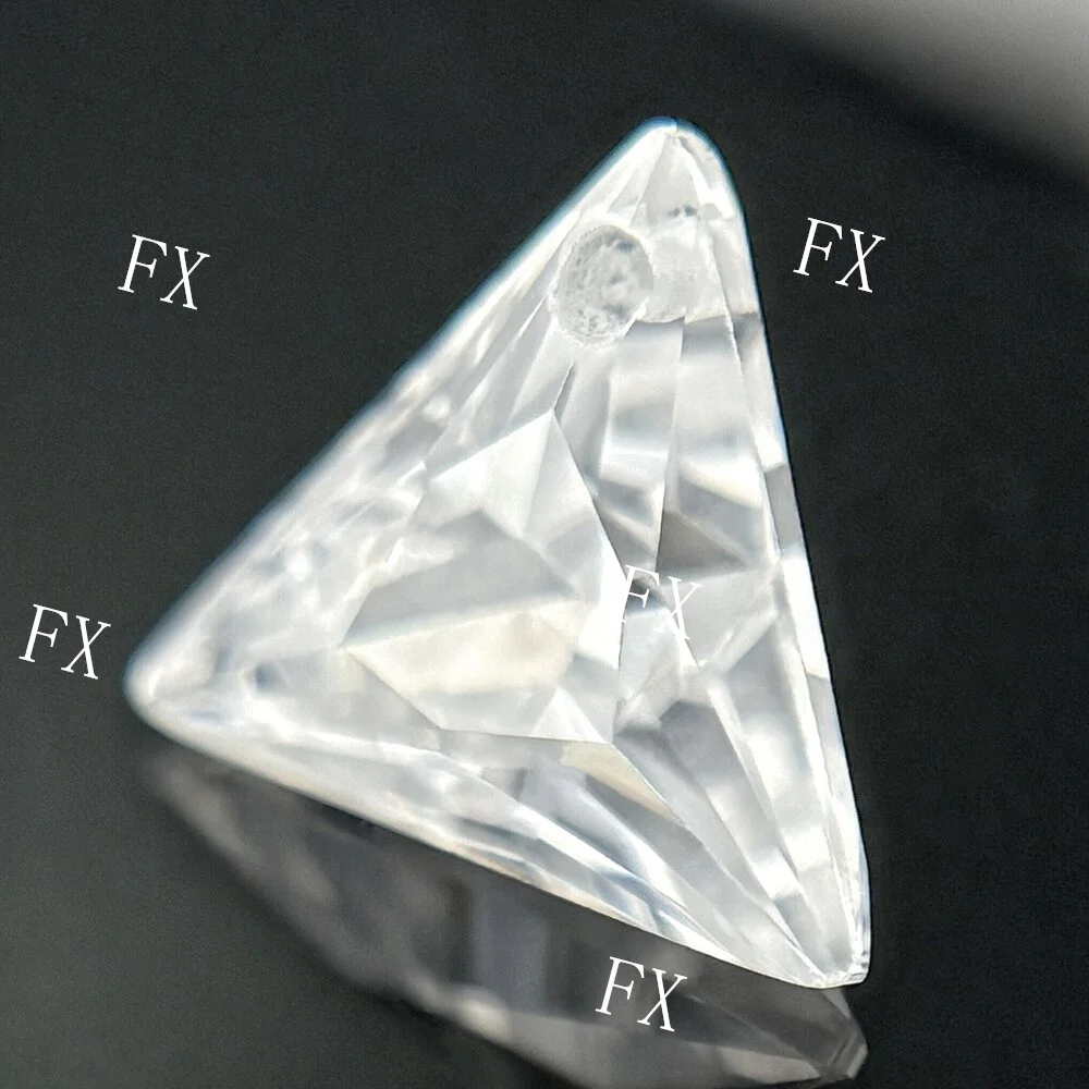 White Triangle Shape Single Hole Cubic Zirconia Loose CZ Stone Synthetic Gems Beads For Jewelry Making