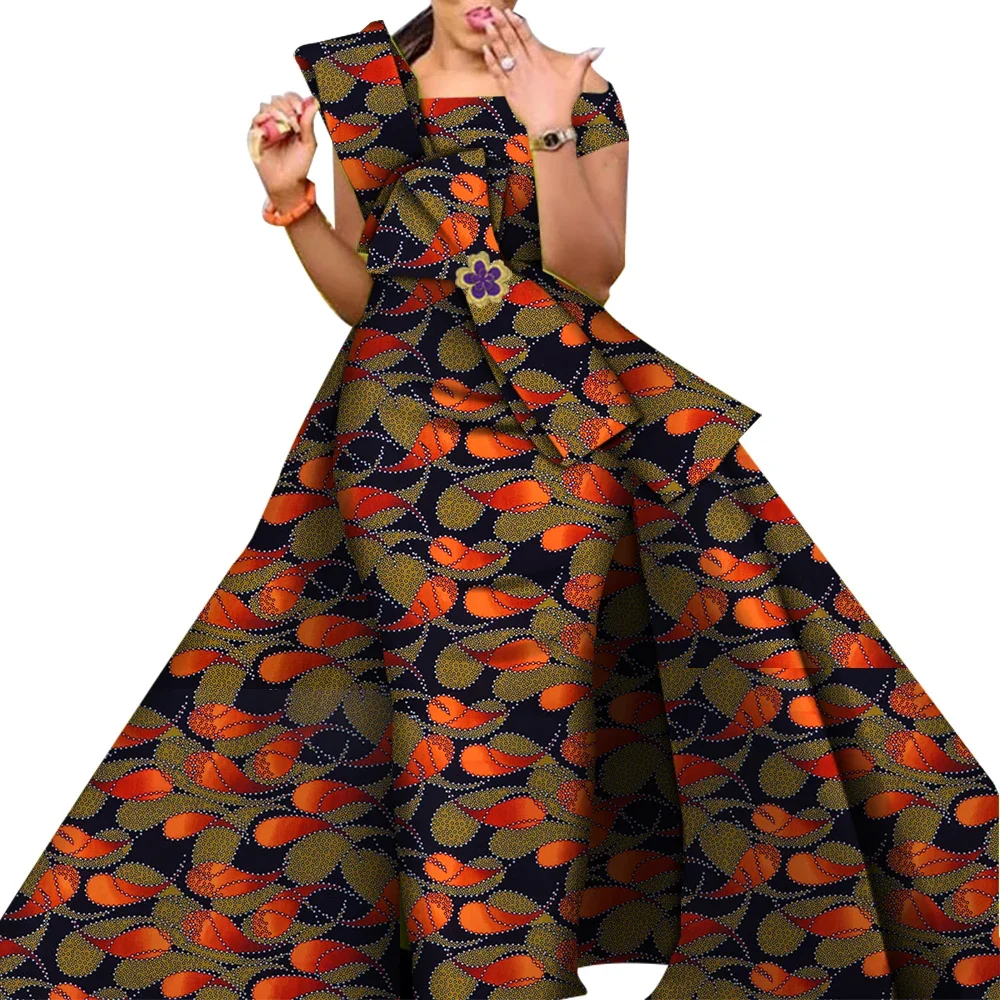 

Африканские платья для женщин Danshiki, традиционная юбка, модные платья из 100% хлопка, новейший дизайн, свадебные платья WY4630