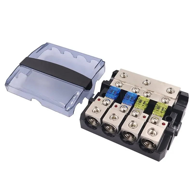 

A13Z-LED Car Audio Stereo Fuse Box Block 0/4 Gauge In/Out 60Ax2+100Ax2 Mini ANL Car Audio Amplifier Modification