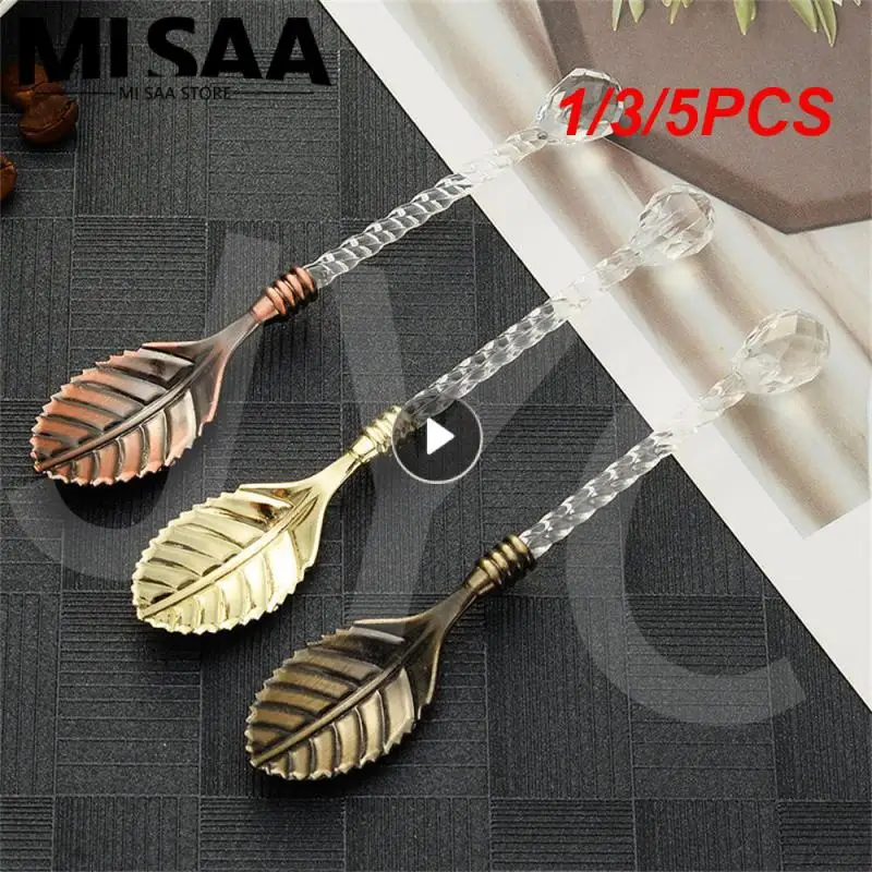 1/3/5PCS Zinc Alloy Dessert Spoon Leaves Dessert Table Decoration A Variety Of Shapes Mixing Spoon Crystal Head Kitchen Utensils