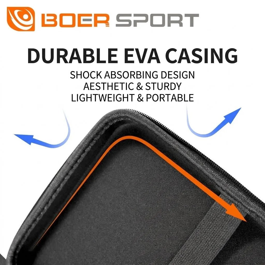 Boer Table Tennis Racket Bag Eva Hard Shell Square Bag, Large Capacity Compartmentalized Hard Table Tennis Racket Bag view 6