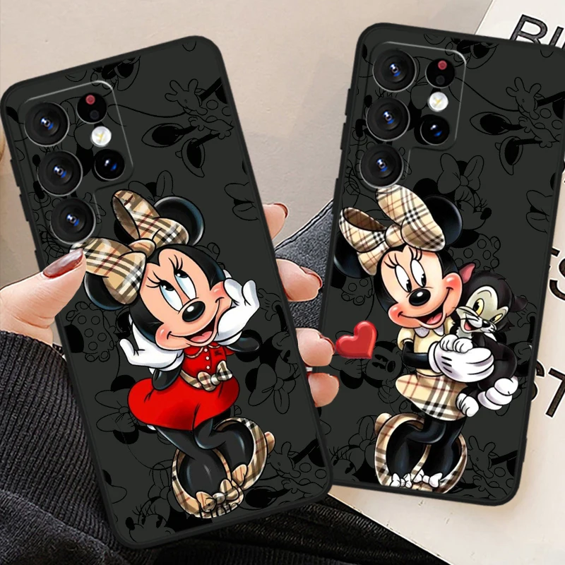 Disney Minnie Mouse Cover For Samsung Galaxy S24 S23 S22 S21 S20 FE S10e S10 S9 Ultra Plus TPU Black Phone Case