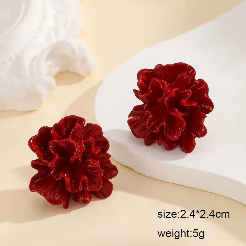 2023 neue Rote Hängende Ohrringe für Frauen Lange Blume Herz Anhänger Baumeln Ohrringe Unregelmäßige Geometrie Element Ohr Schmuck – Detail 3