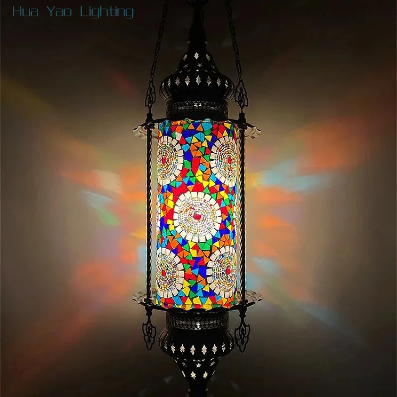 Turkey Design Exotic Glass Pendant Lights LED E27 Iron Art Decorative Hanging Lamp Restaurant Cafe Hotel Bar Homestay Studio Bar