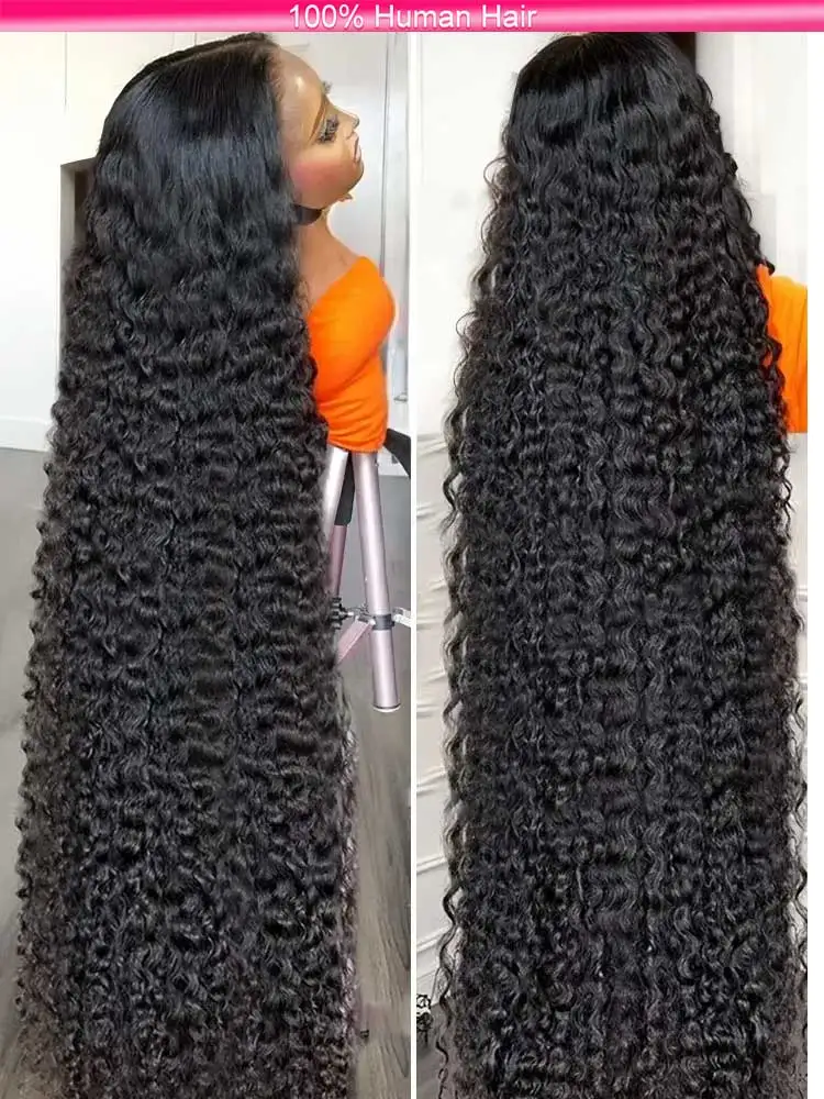 

250 Density Curly 13x6 HD Lace Frontal Human Hair Wigs Brazilian 30 40 Inch Water Deep Wave 13x4 Lace Front Wig For Women