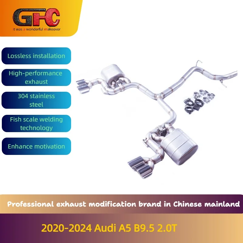 

GFC high performance exhaust brand for the 2020-2024 Audi A5 B9.5 2.0T catback variable valve exhaust with mufflers and tips