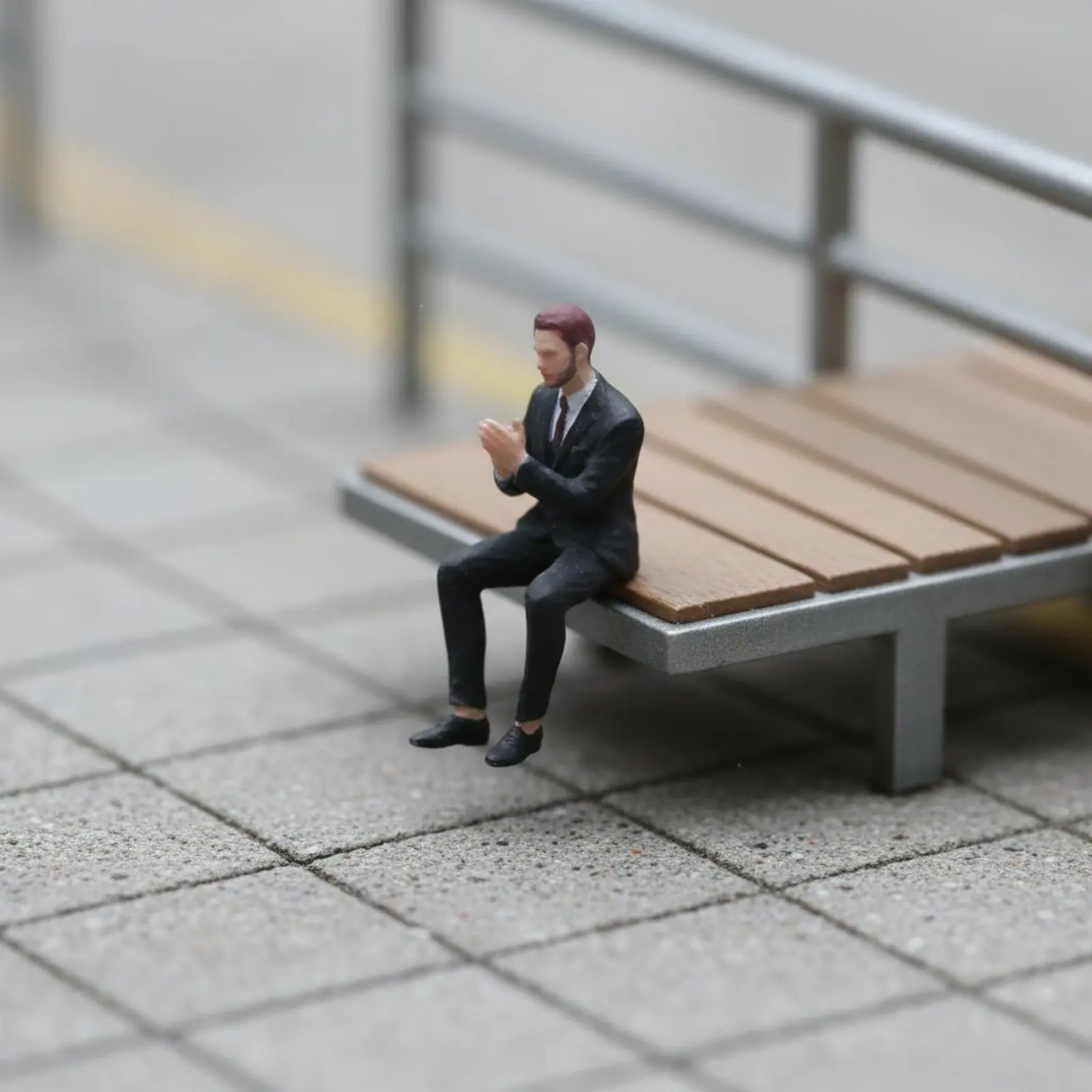 1:64 Scale Sitting Man Figure Three-Dimensional Printed Miniature Man in Suit Miniature Scene Accessory Realistic Features view 2