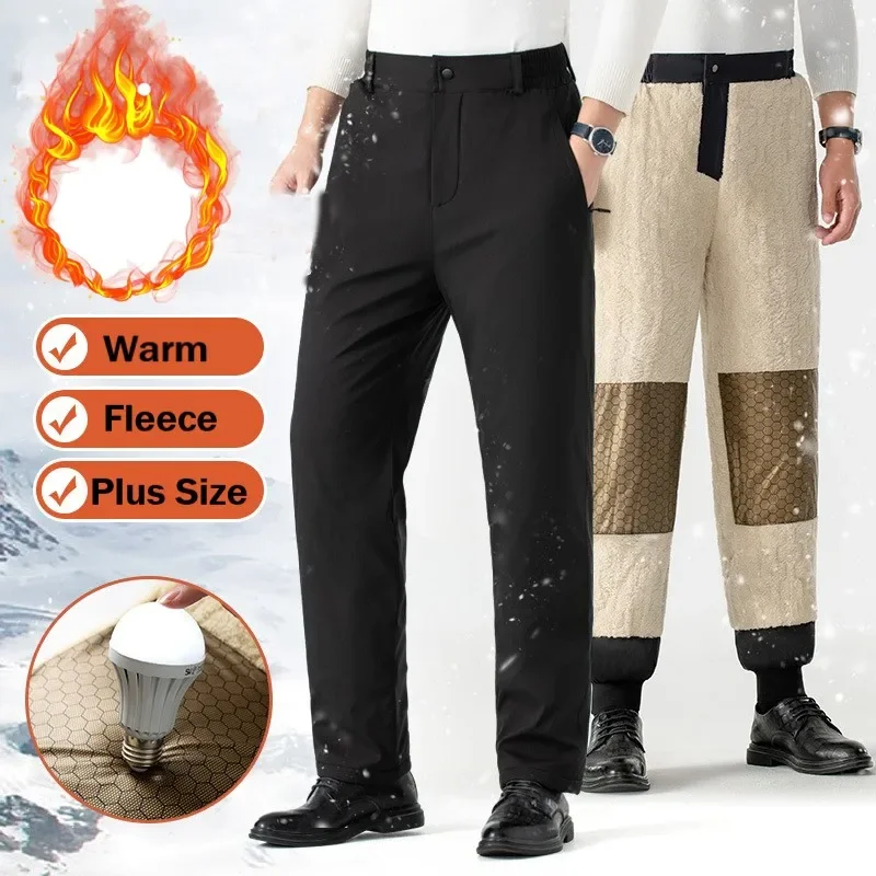 

Men's Winter Warm Fleece Pants Sherpa Fleece Lined Jogger Pants Sweatpants Winter Padded Warm Knee Pants Plus Size 6XL