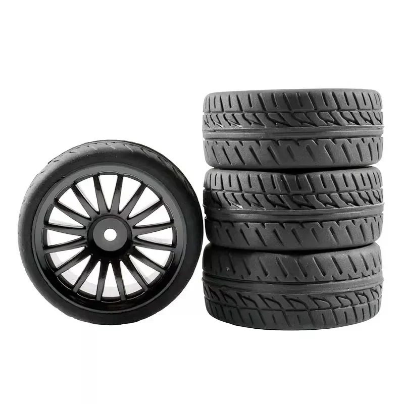 

4PCS 12mm Hex 65mm RC Car Rubber Tires Wheel Rim for 1/10 HPI HSP 94123 WLtoys 1/14 144001 RC Car