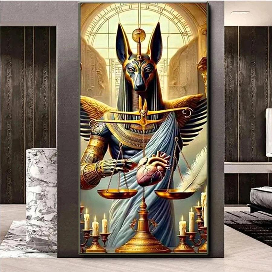 Anubis balance heart feather DIY Diamond Painting Religious Portrait Diamond Mosaic Cross Stitch Rhinestone Embroidery decor