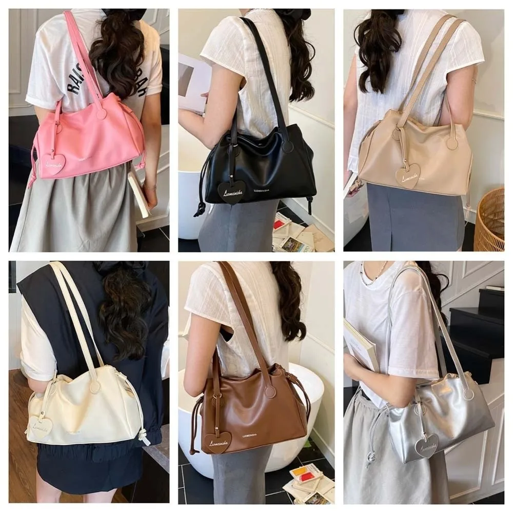 

Love Pendant Large PU Handbag Crossbody Bag Tote Storage PU Underarm Bag All-match Shoulder Pouch PU Leather Shoulder Bag Travel