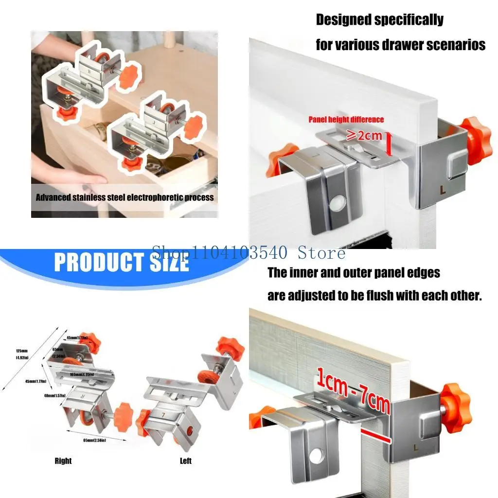 

02DC Reinforced Cabinet Fastener Side Installation Drawer Front Installation Clamp