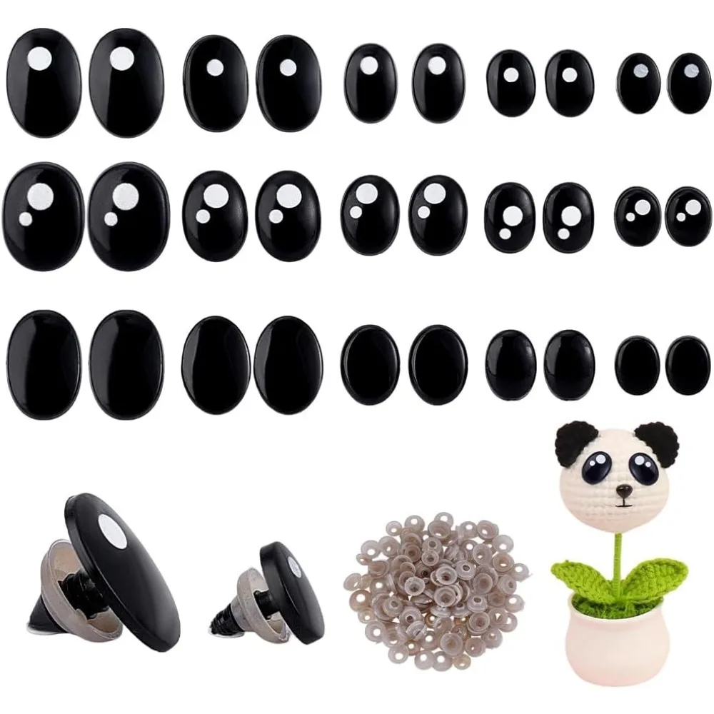 

150pcs 3 Styles Safety Eyes for Crochet 7~16mm Crochet Eyes Round/Oval Amigurumi Eye 5 Sizes Stuffed Animal Eye with Washers