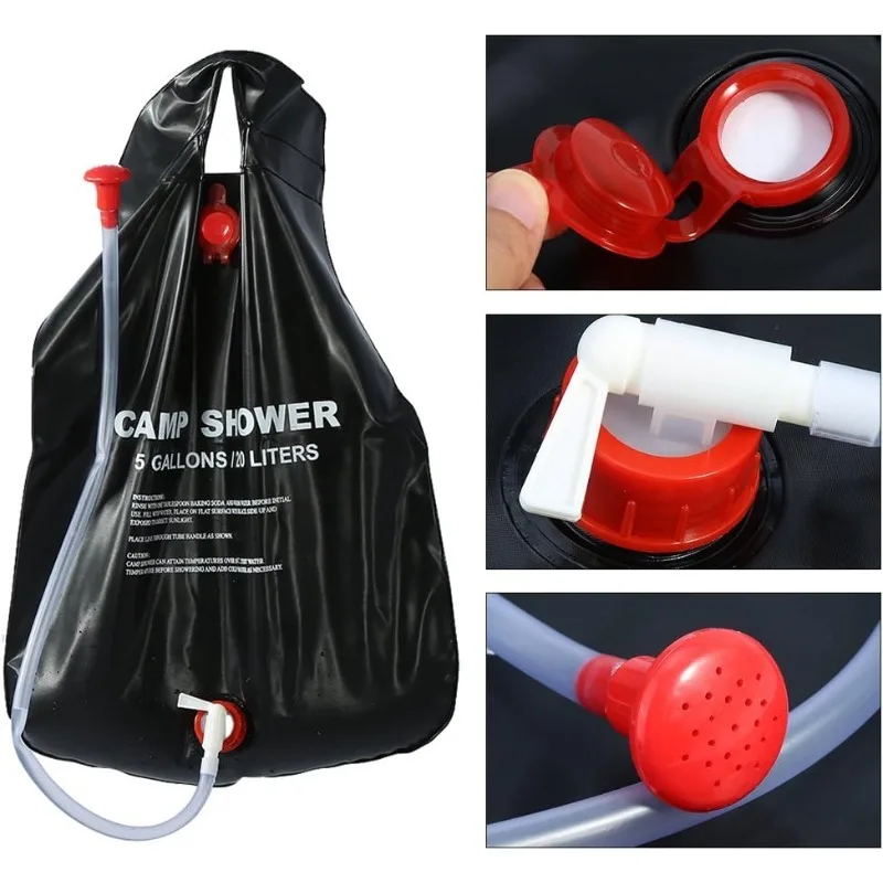 Bathing Bag, 5 Gallons Solar Heated Shower Bag Convenient for Travel for Hiking,  Outdoor Shower