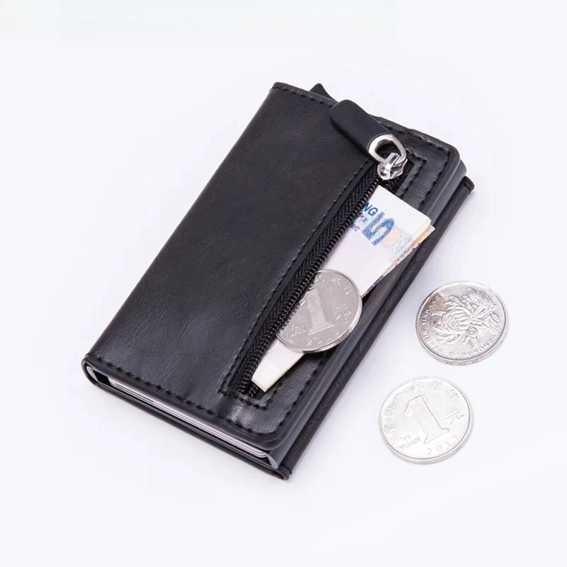 Magnet Rfid Blocking Card Holder Wallets Men Thin Slim Cartera Leather Coin Purse Small Male Black Walet Mini Wallets for Men