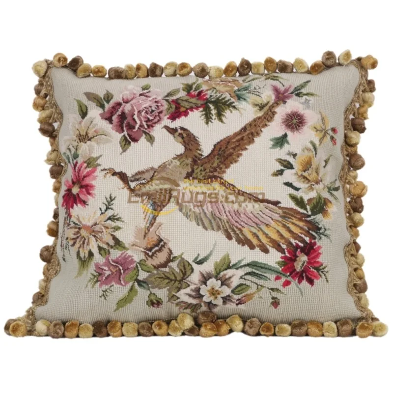 needlepoint embroidery pillow high density ethnic woven pillow bedroom court