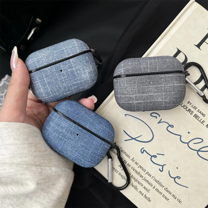 

Business Denim Pattern Headphone Cover Suitable for Appleairpods3/4Solid Color SimplePRO2/PRO3Anti-Fall