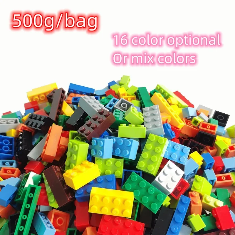 Bloques a granel para regalo, figuritas LEGO compatibles con 500g, aproximadamente 300 Uds., 16 colores, juguetes educativos creativos DIY para niños