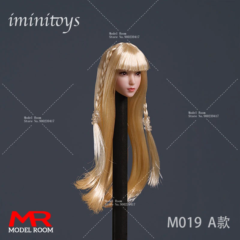 Iminitoys M019 1/12 Scale Loli Girl Long Hair Head Sculpt Carving Model Fit 6-inch Female Solder Pale Action Figure Body