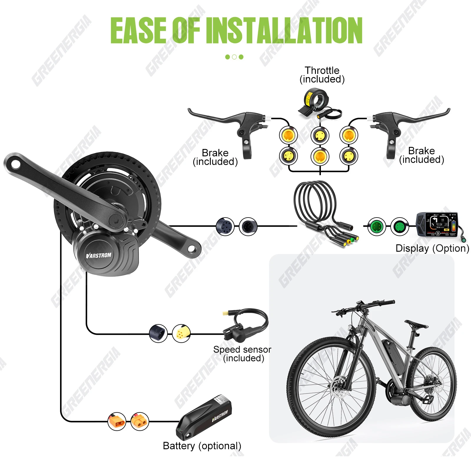 Tongsheng TSDZ16 1000W TSDZ 750W TSDZ2B 500W 250W Motor Mittelantrieb Drehmomentsensor Fahrrad Elektrofahrrad Umrüstsatz 68-73mm – Detail 10