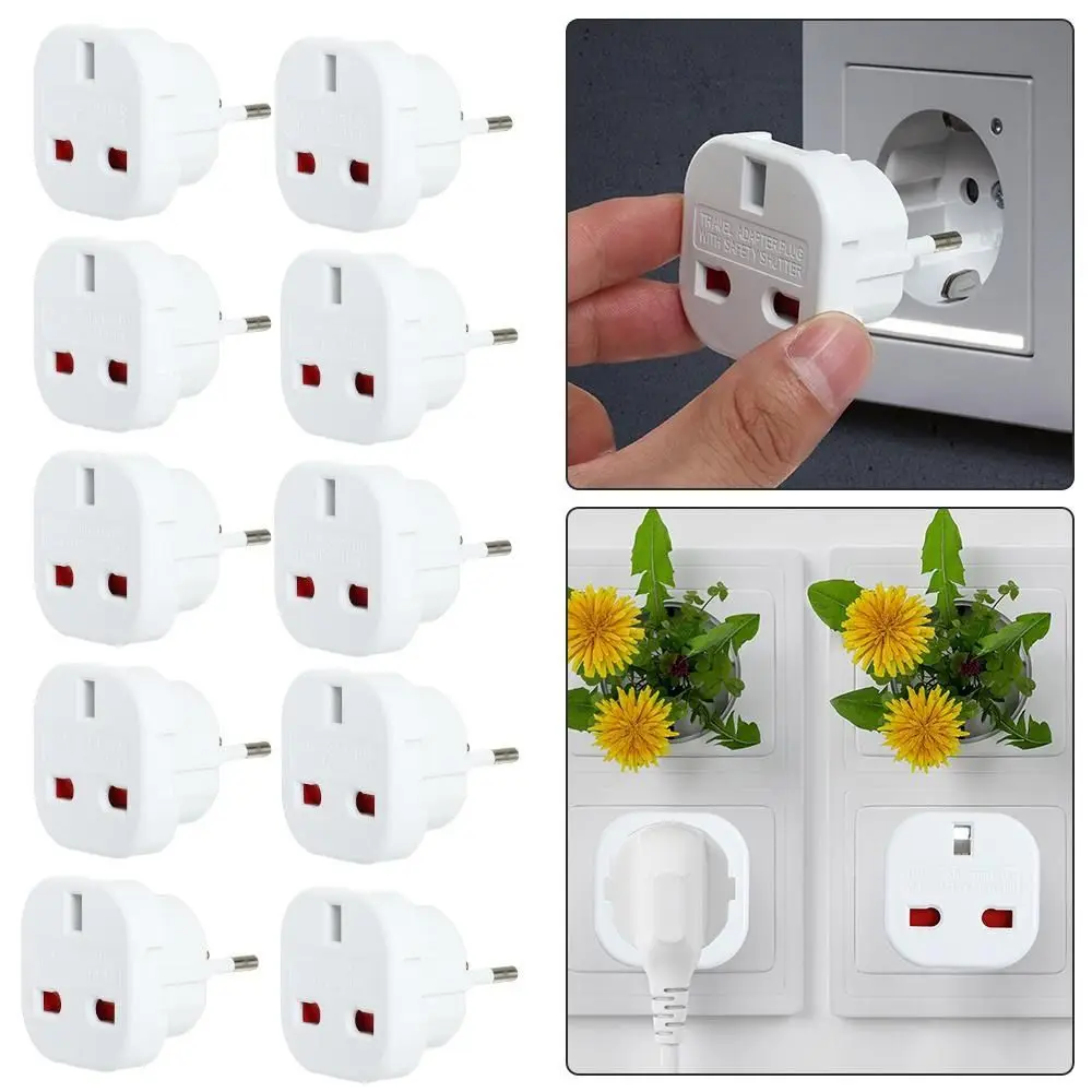 Durable Plug UK to EU Converter Wall Power Charger Travel Adapter Travel Accessory 3 TO 2 PIN Outlet Connector