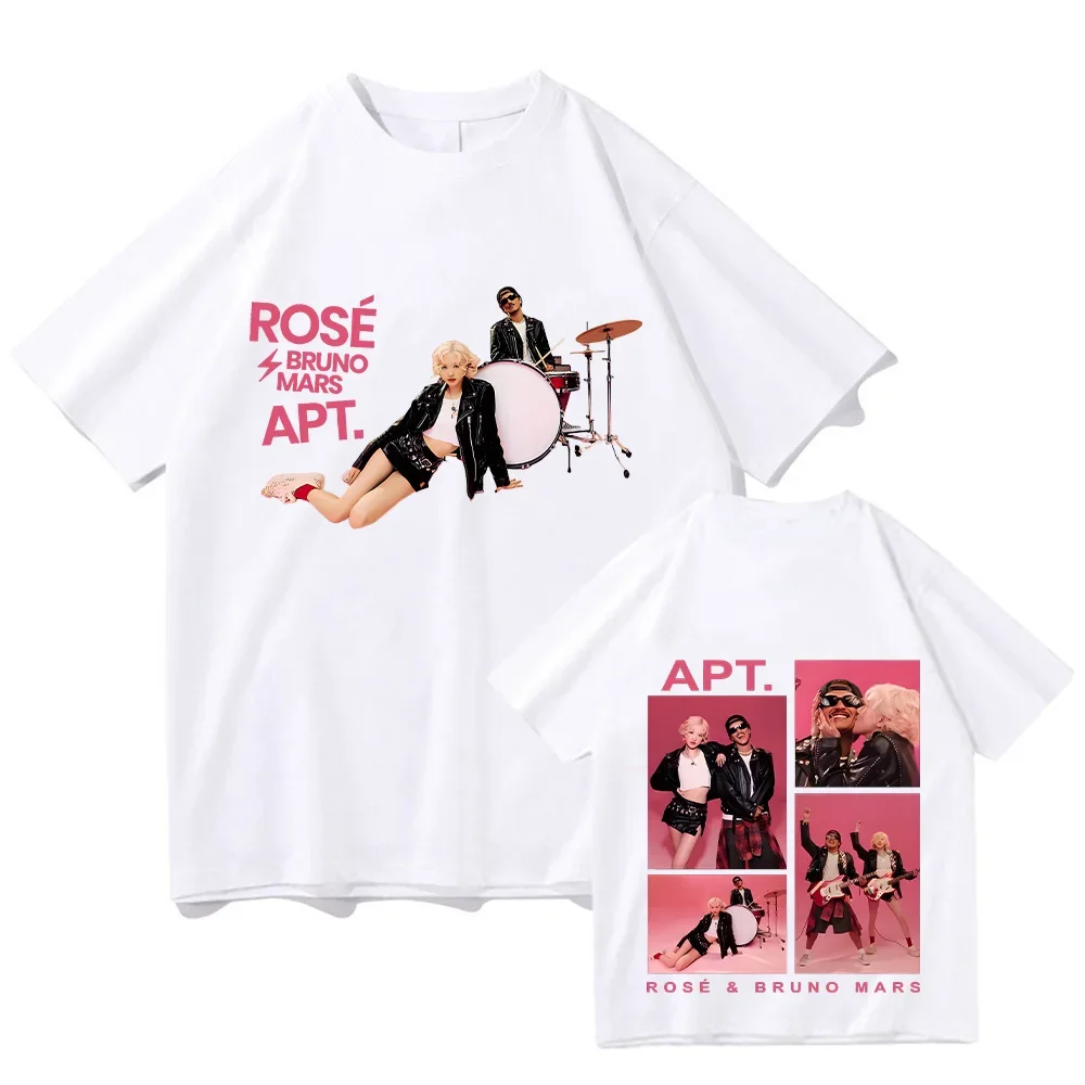 

2025 Singer ROSE & Bruno Mars Print T-shirt Fashion Trend Comfortable loose casual 100% cotton round neck short sleeve T-shirt