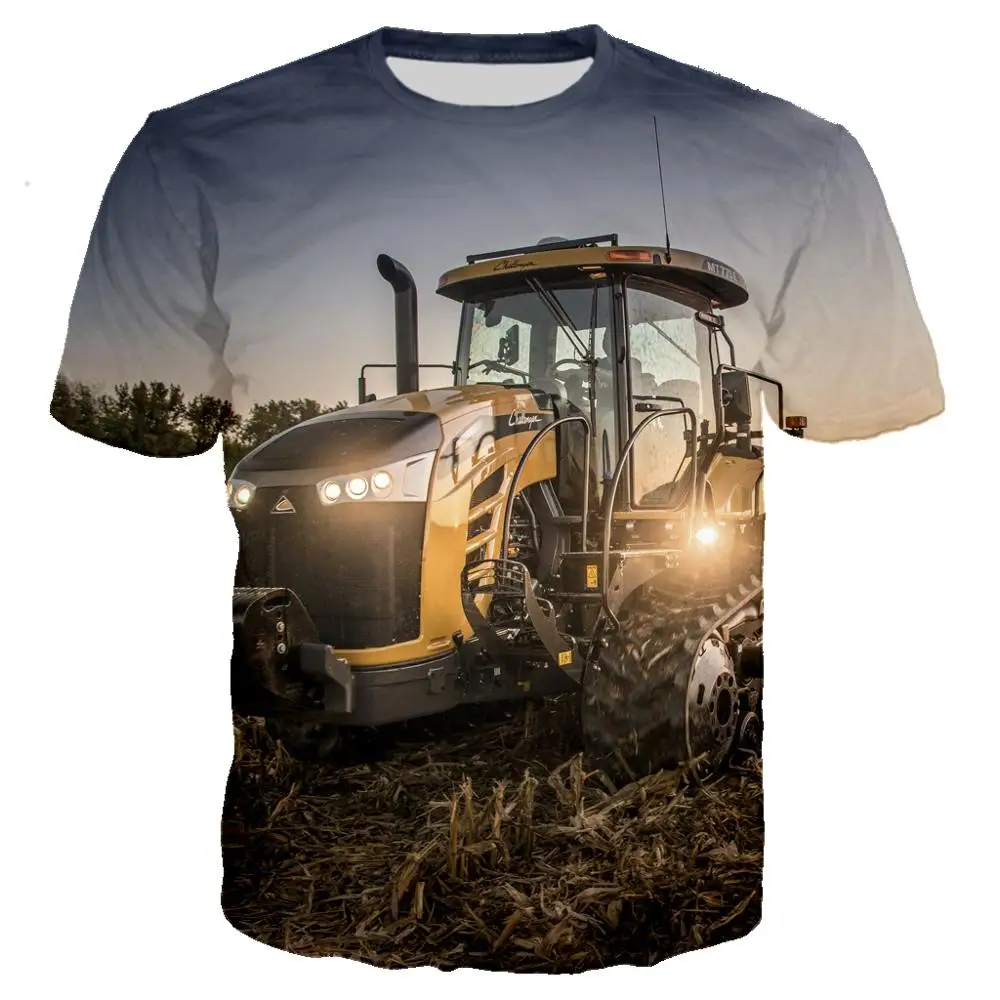 Personality Summer Farm 3D Print Car Tractor T-shirt Ropa Hombre Fashion Casual Streetwear Men Tops Tee T Shirts Simple Clothing