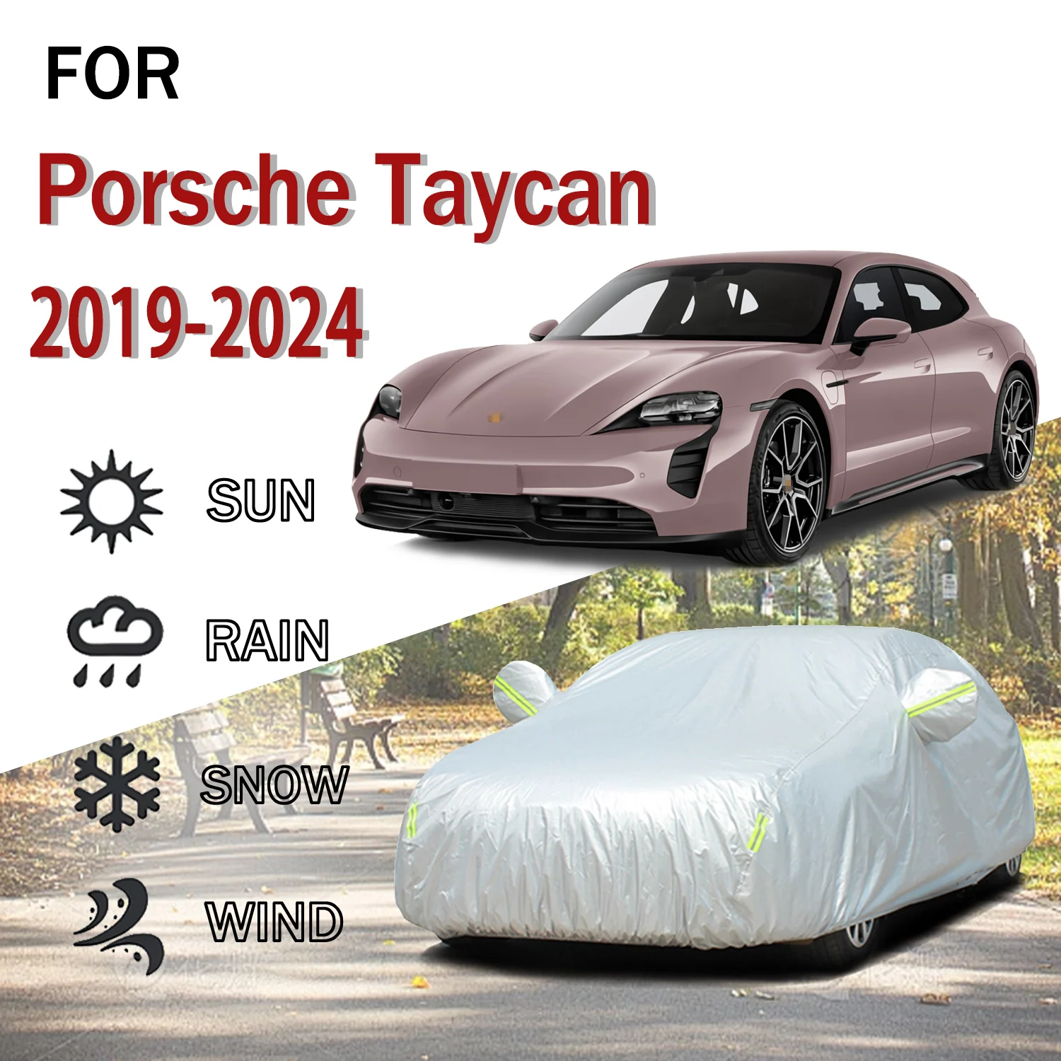 

For Porsche Taycan 2019-2024 Outdoor Protection Full 190T Car Covers Snow Cover Sunshade Dustproof Exterior Car accessories