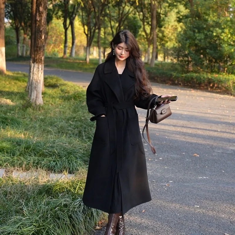 Blouse Outerwear Wool Coat Women Autumn/Winter Reversible Extra-large Plus Size Premium Korean Style New Comfortable Minimalist