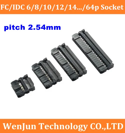 

FC-12P 14P 18P 20P 34P 50P 64P IDC Socket pitch 2.54MM JTAG ISP plug connector double row female 2x14pin 24PIN FC40p for IDE box