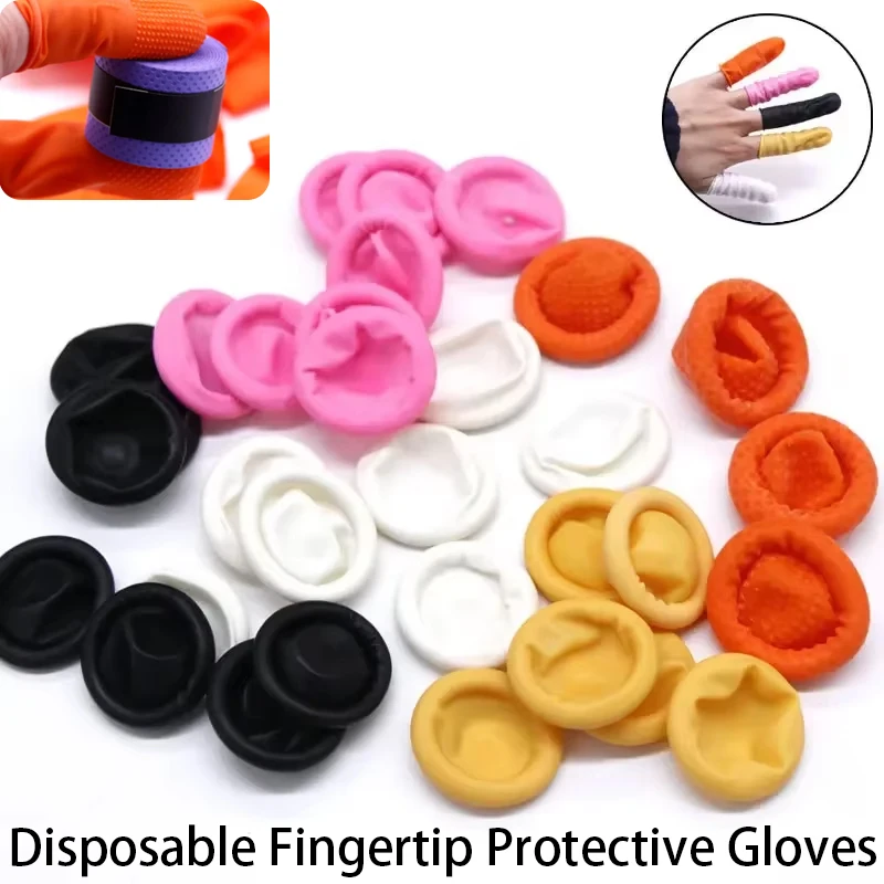 

100/200 Pcs Disposable Fingertip Protective Gloves Natural Rubber Non-slip Anti-static Latex Finger Cot Fingertip Tool