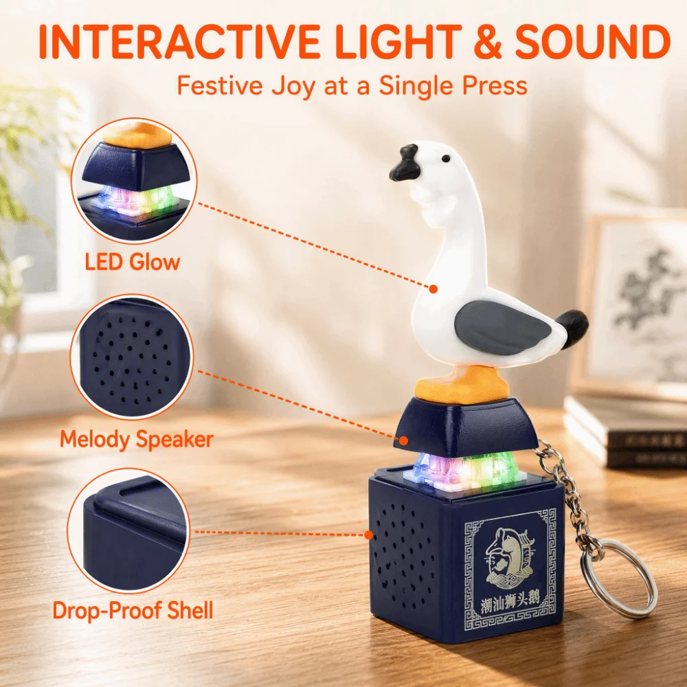 Light Up Flower Basket Voice Keychain Keyboard Clicker Lion-head goose Voice Keychain 8.6cm Bag Pendant Button Sound Pendant