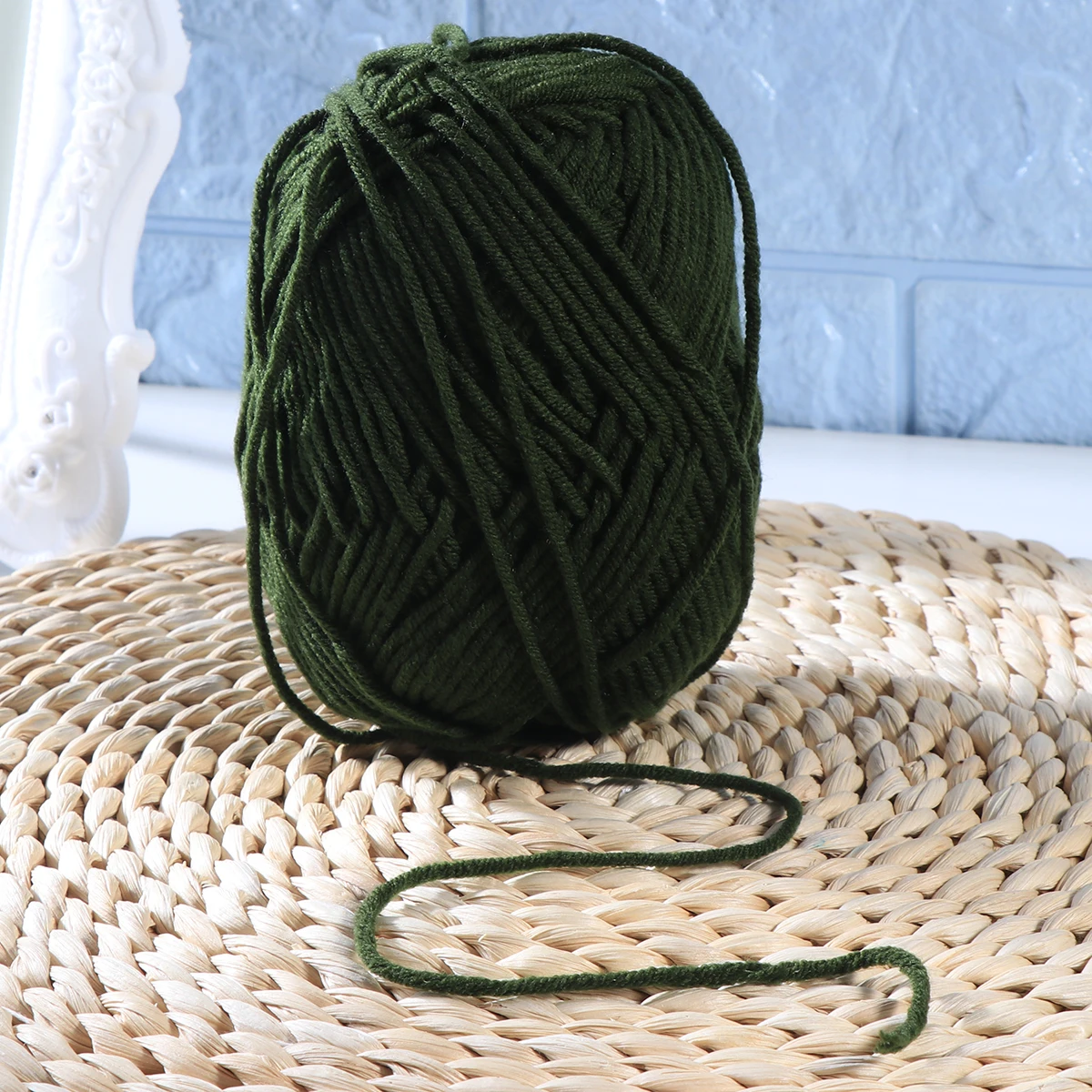 

Chunky Chenille Yarn for Crocheting Milk Cotton Hooks Beginner Coarse Wool Woven Green Baby