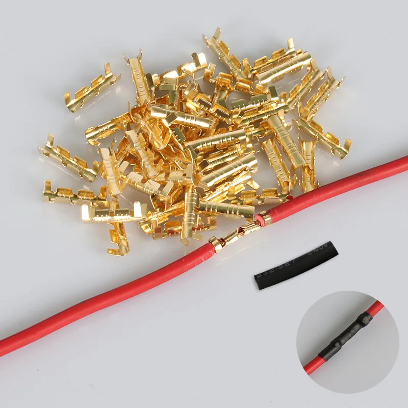 100/200/50pcs 453 U-shaped Terminal Tab Cold Inserts Connectors Small Teeth Fascia 0.3-1.5mm2 With Heat Shrinkable Tube