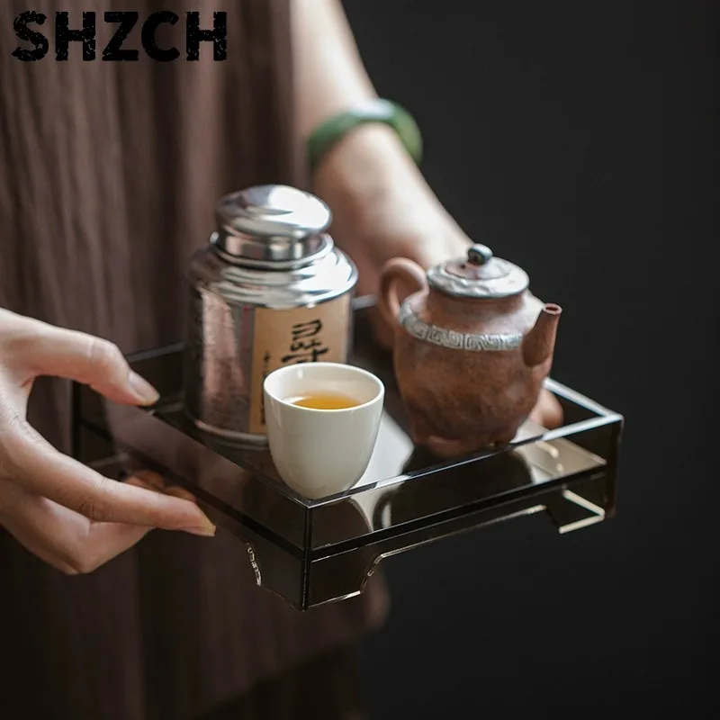Zen Acrylic Tea Boat Multifunctional Dry Brewing Tray Stackable Waterless Tea Storage System for Kung Fu Tea Practical a