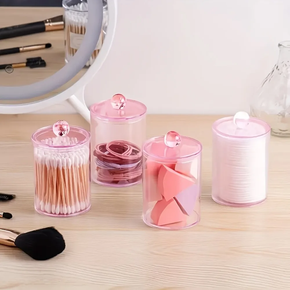 Small Clear Acrylic Holder Dispenser for Cotton Swabs Balls Pads Floss Picks - Vanity Makeup Storage Box Organizer