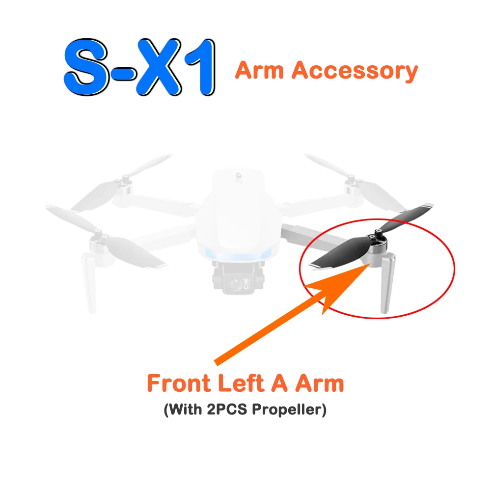 White Color S-X1 Drone RC Quadcopter Original Motor Arm Spare Part Front / Left Arm with Engie with Blade Accessory