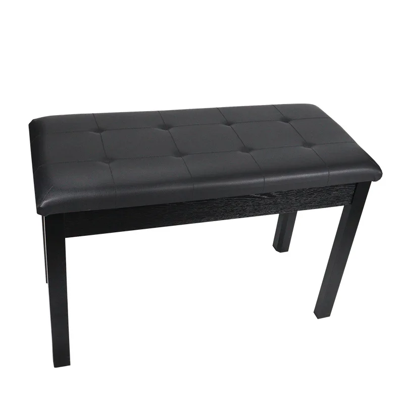 Double Piano Stool with Storage Bookcase Palace Lattice Surface Electronic Piano Stool Thick Plank Solid Wood Legs