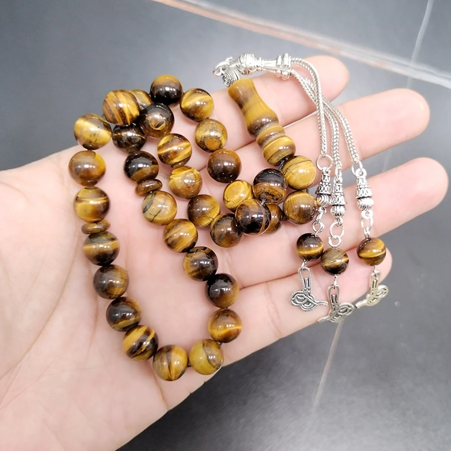 Tasbih Natural Tiger eye 33 45 51 99 100 islamic prayer beads Muslim accessories arab Gemstone bracelet Misbaha