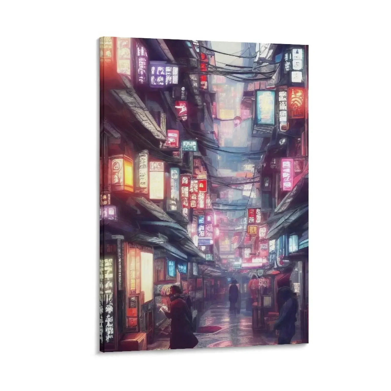 

Tokyo - Neon Lights at Dusk Anime Art Canvas Painting Wall decoration frame pictures for wall aesthetic room decoration