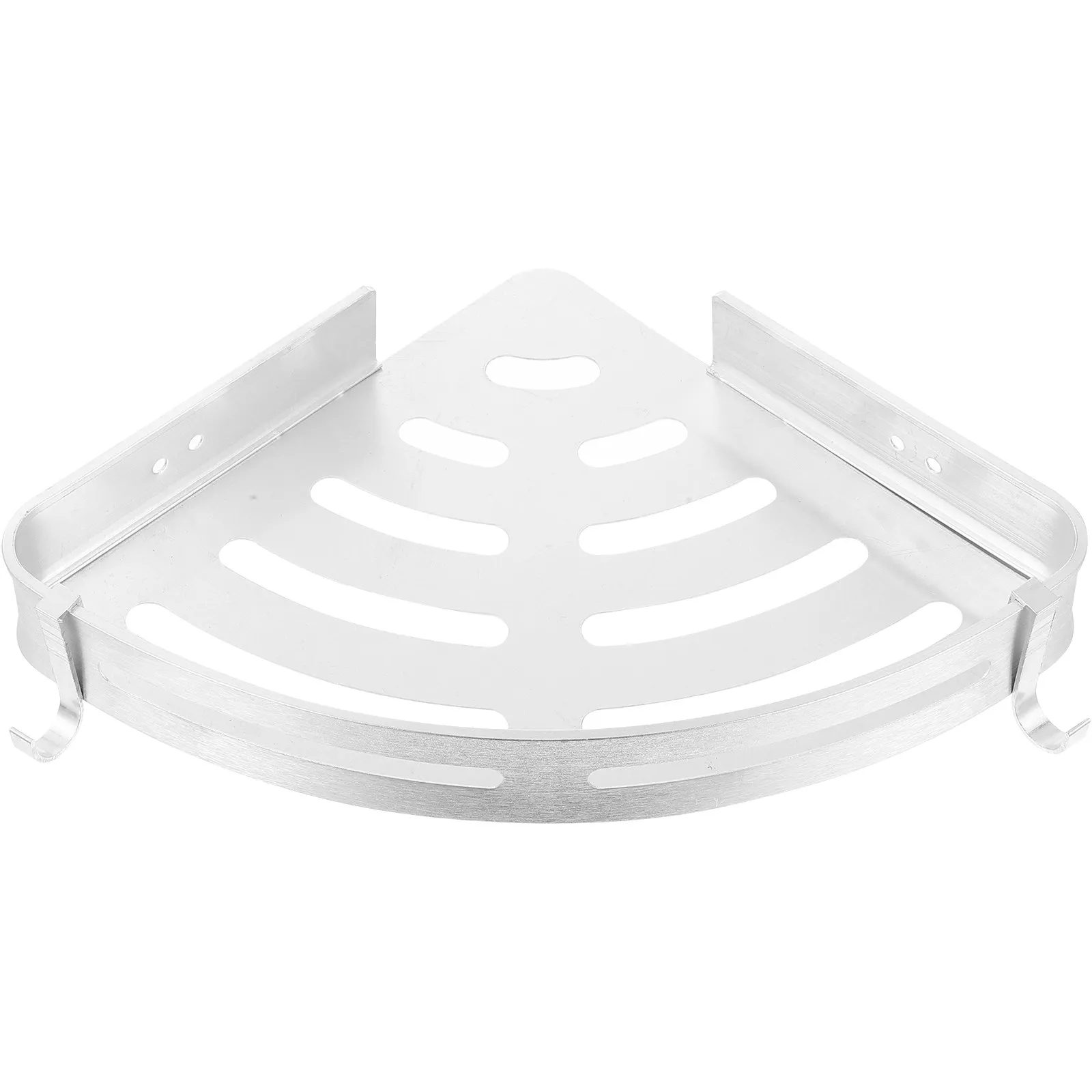 Punch-Free Triangle Wall Mount Storage Rack – Aluminum Silver Bathroom & Kitchen Shelf Organizer for Shampoo